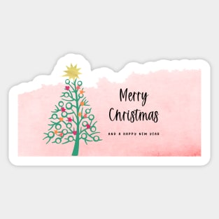 Merry Christmas - Happy New Year Design - Watercolor - Christmas Tree Sticker